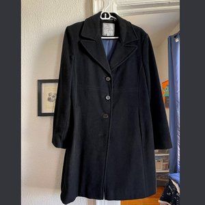 Larry Levine black wool walking coat